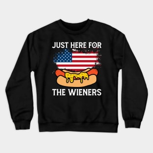 Hot Dog I'm Just Here For The 4Th Of July Crewneck Sweatshirt